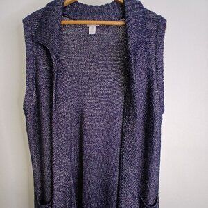 UGC Chico's Navy Blue Metallic Sleeveless Cardigan Sweater Size 3X